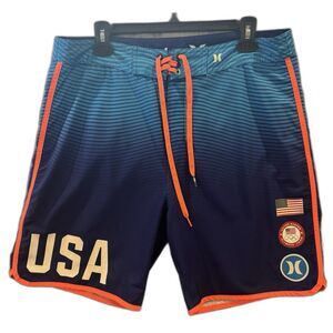 Hurley USA Swim Team Olympics Phantom Mens 34 Hybrid Board Swim Shorts Trunks
